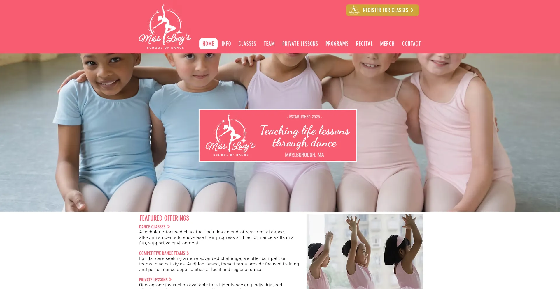 Website screenshot of Misslucysschoolofdance.com
