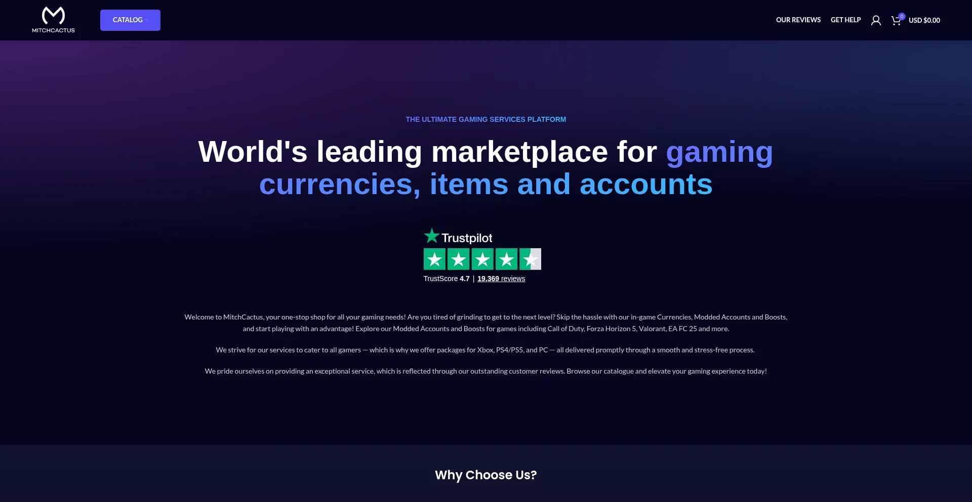 Website screenshot of Mitchcactus.co