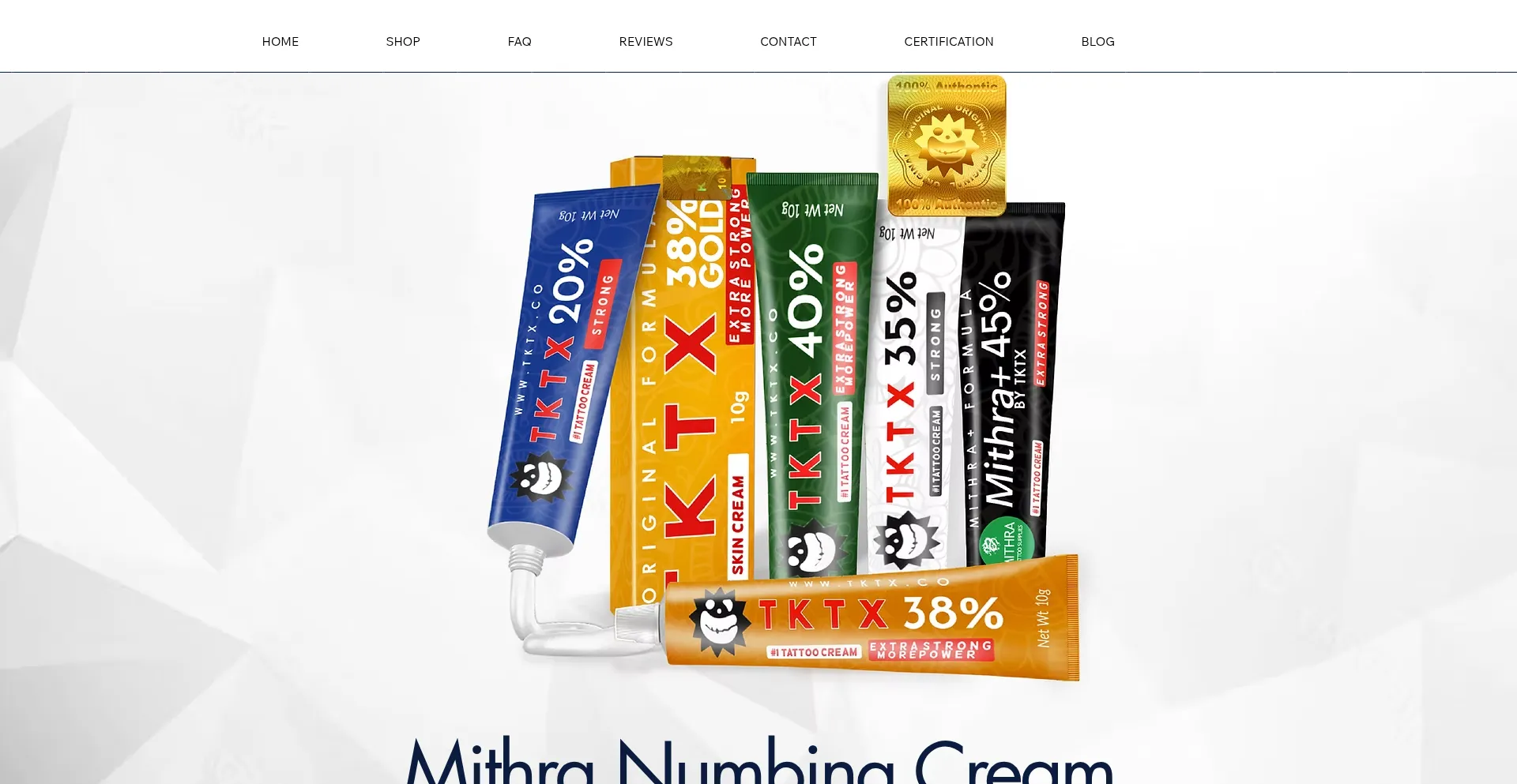 Website screenshot of Mithracream.com