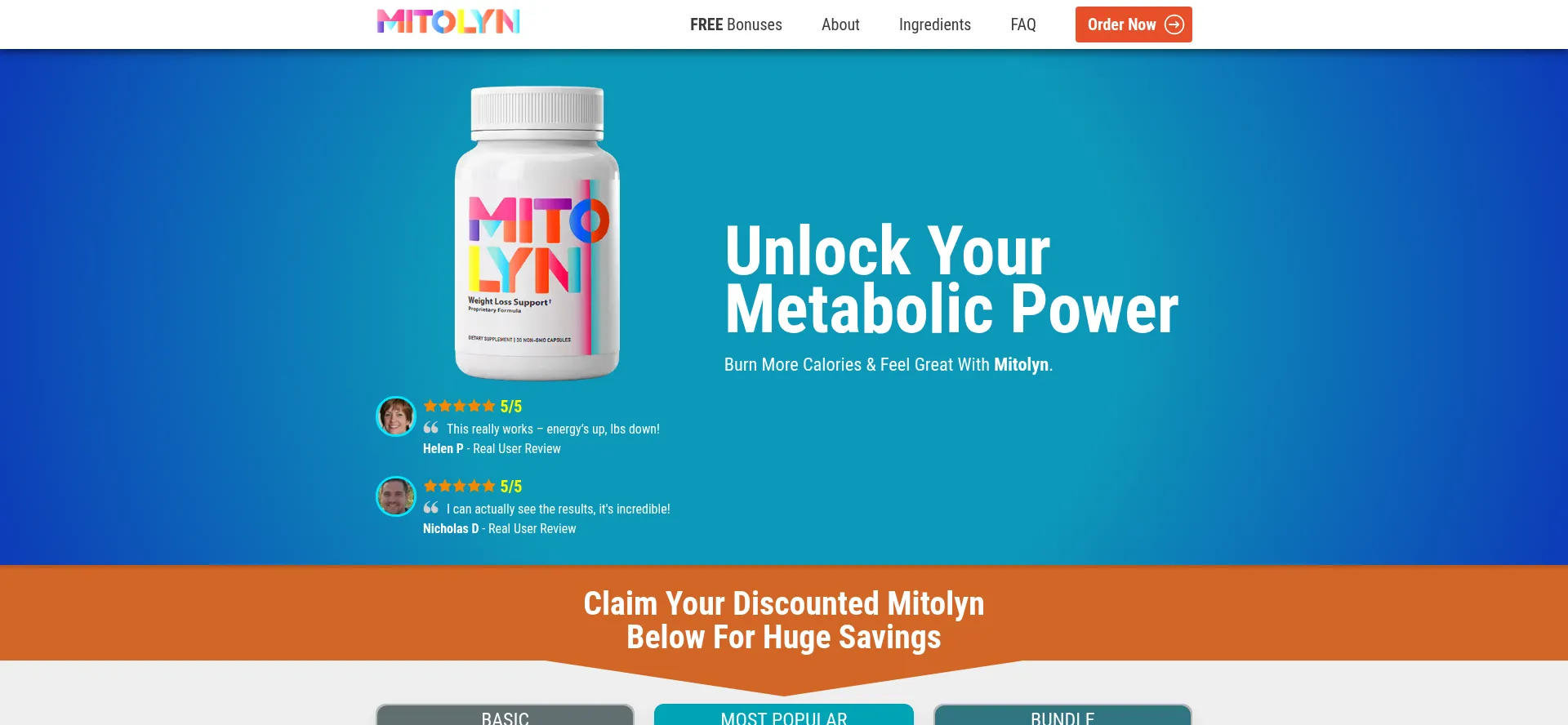 Website screenshot of Mitolyn.com