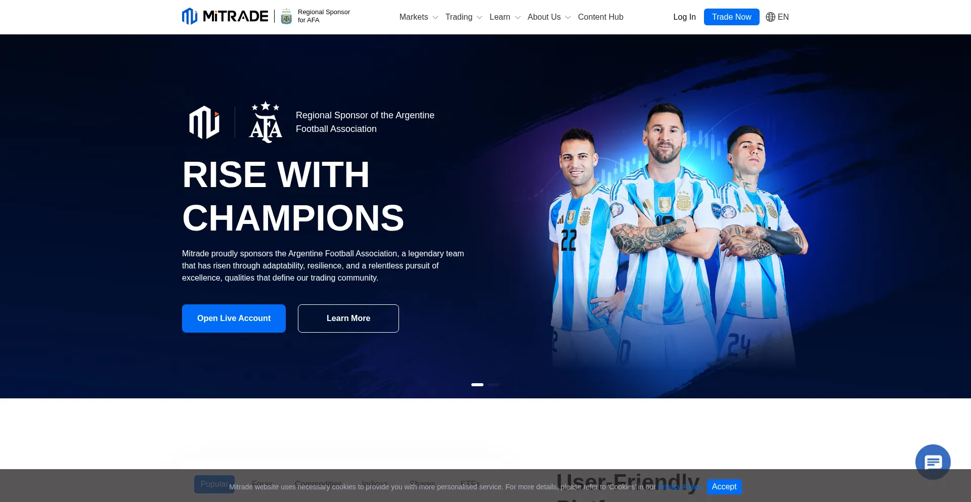 Website screenshot of Mitrade.eu