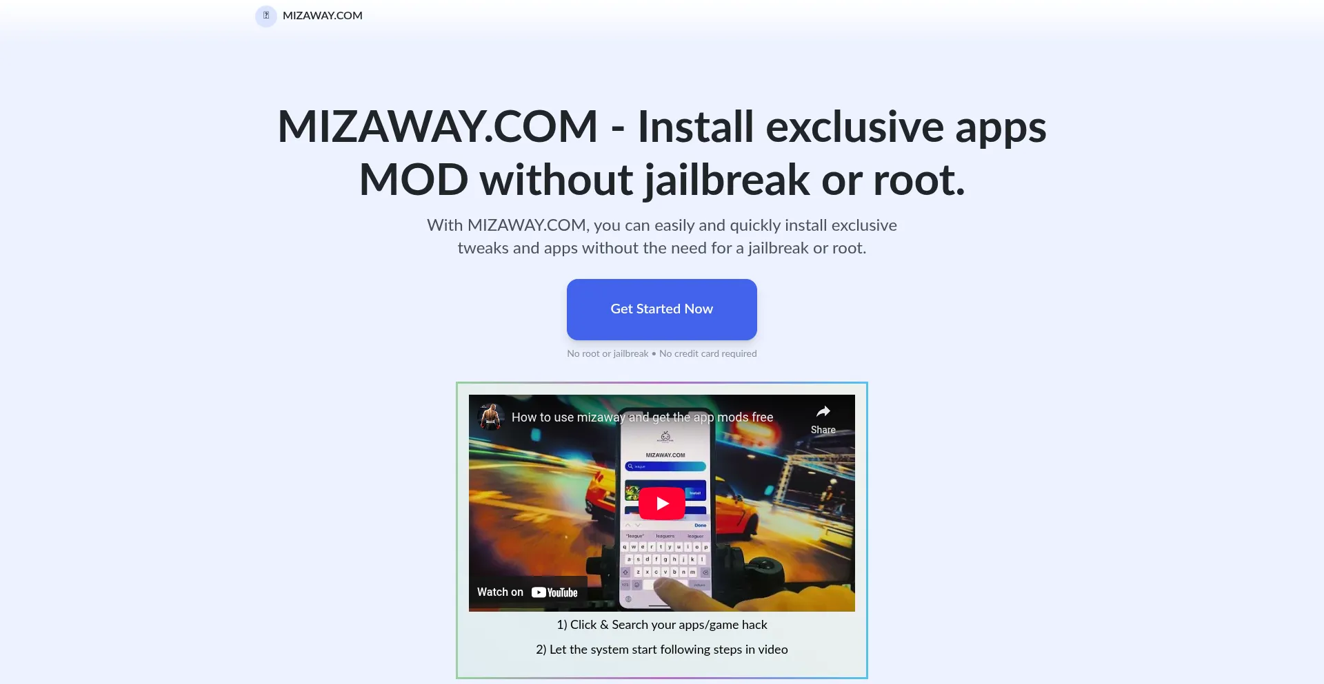 Website screenshot of Mizaway.com