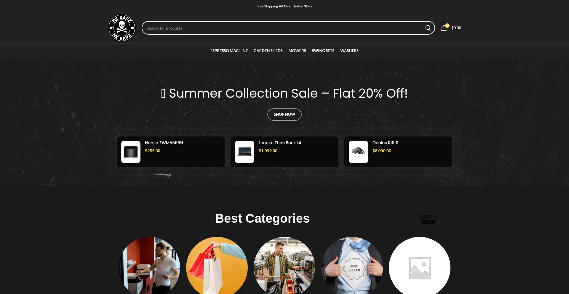 Website screenshot of Mk-barz.com