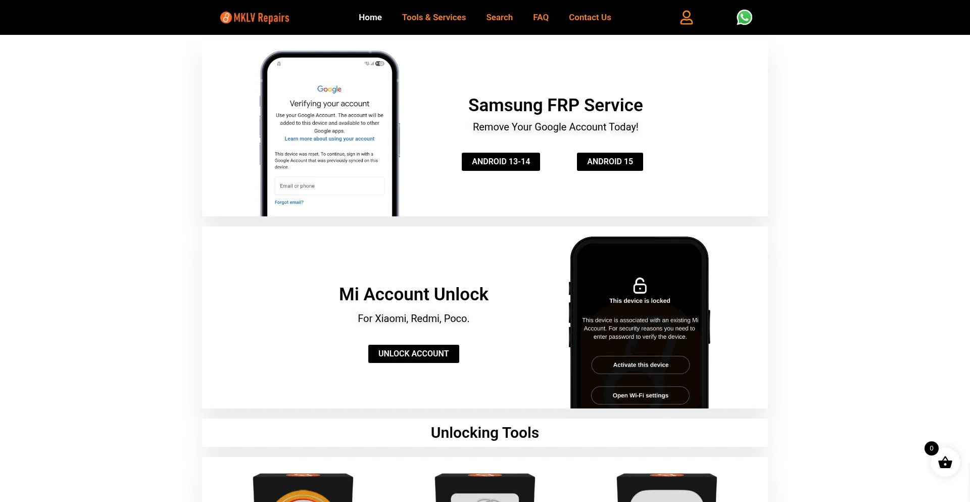 Website screenshot of Mklvrepairs.co.uk