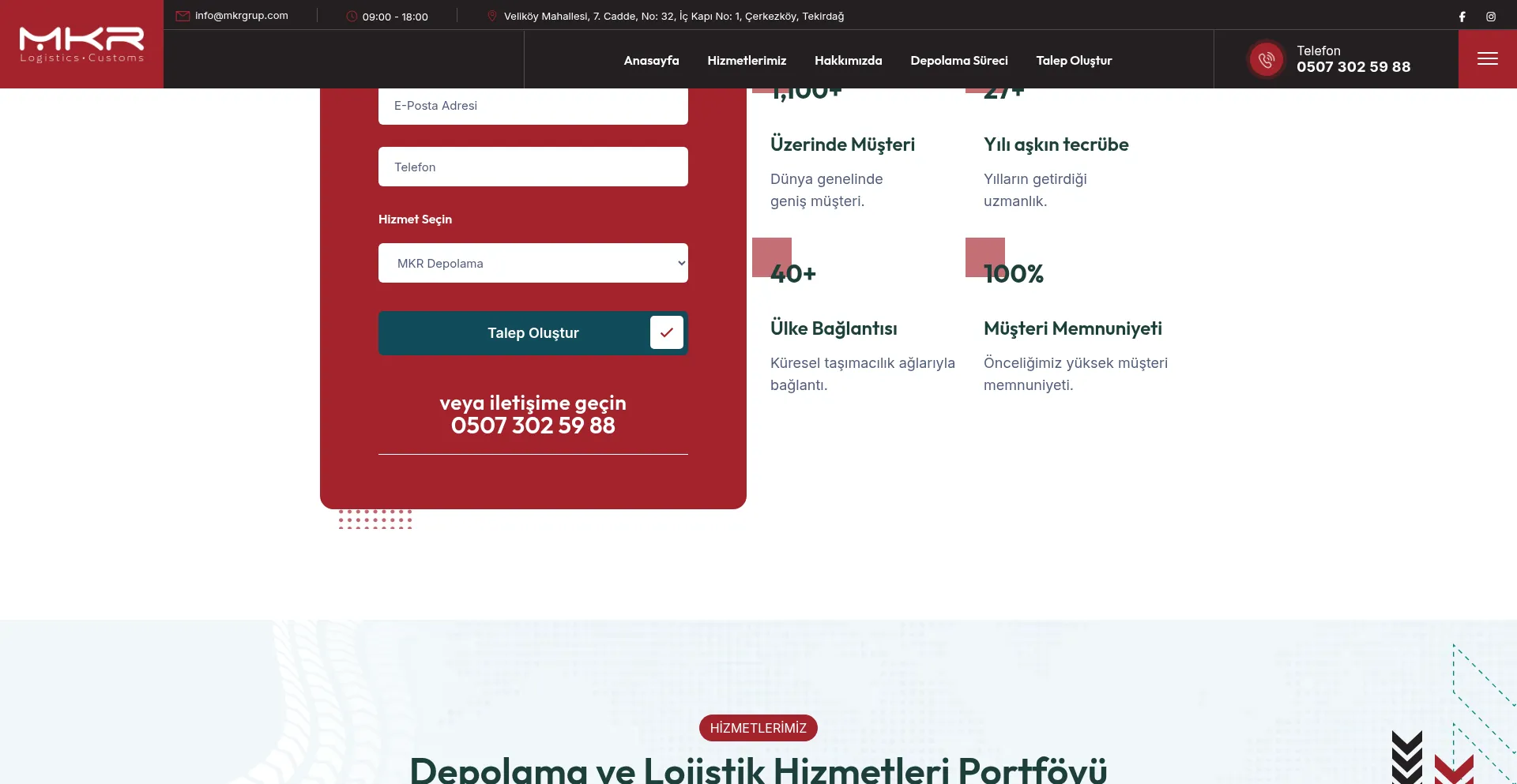 Website screenshot of Mkrlogistic.com