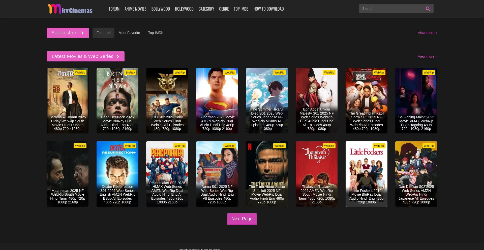 Website screenshot of Mkvcinemas.date