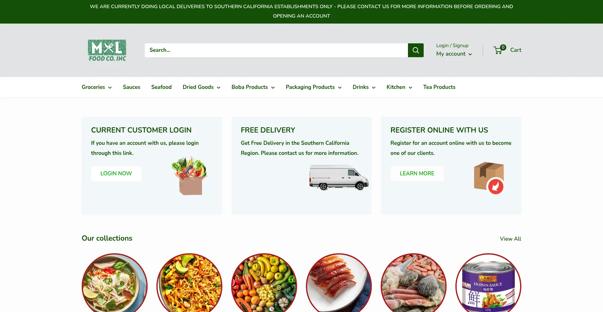 Website screenshot of Mlfoodco.com