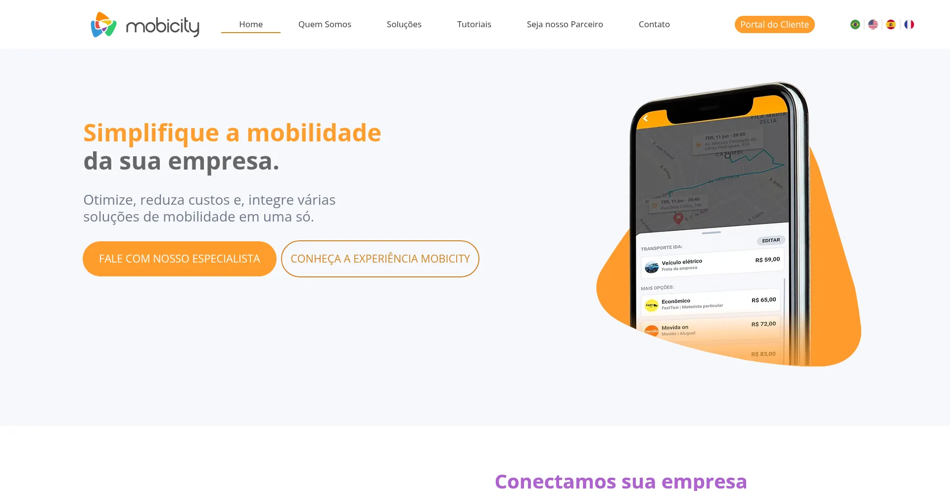 Website screenshot of Mobicity.com.br