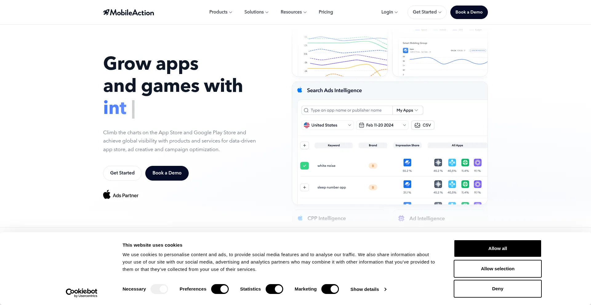 Website screenshot of Mobileaction.co