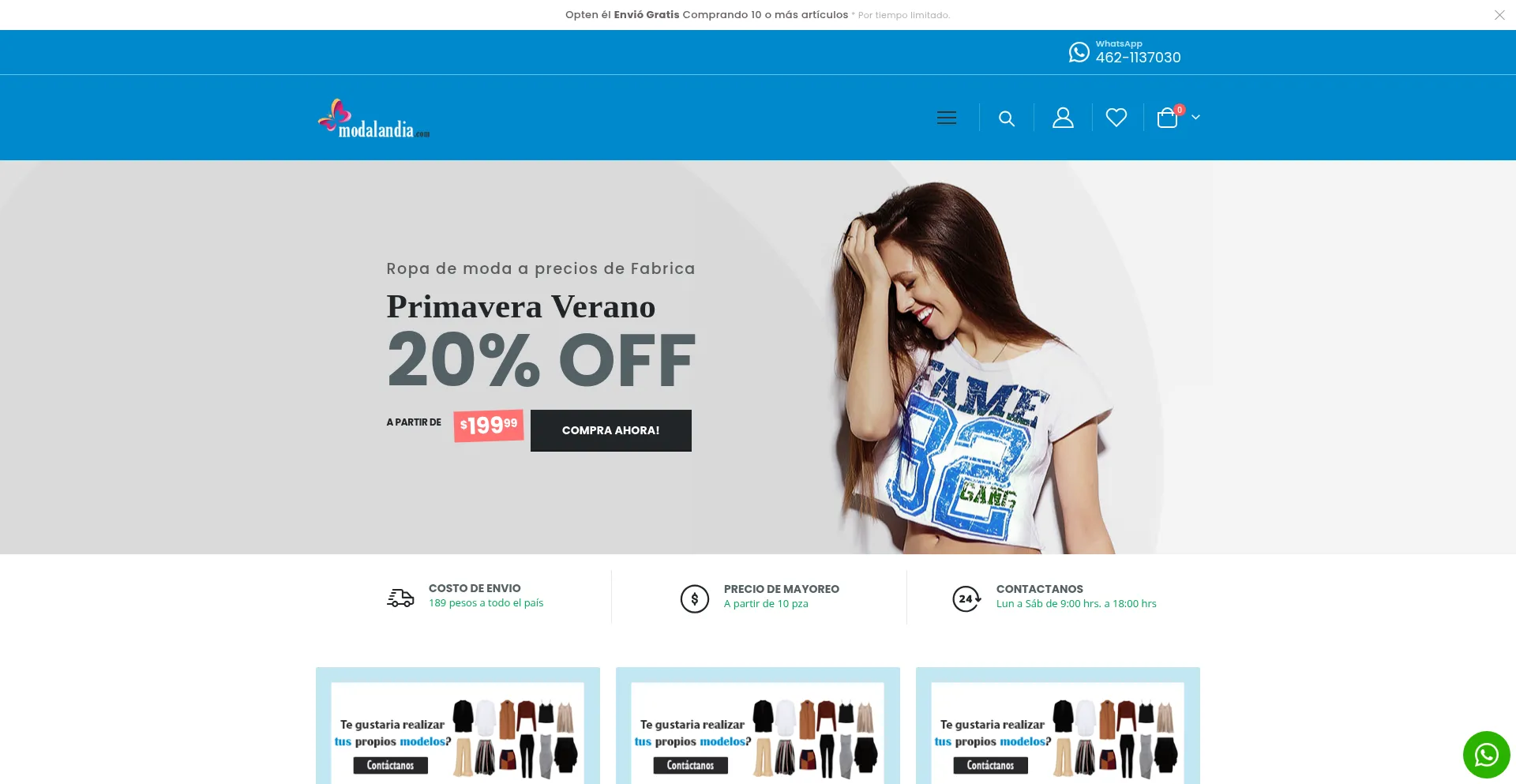 Website screenshot of Modalandia.com