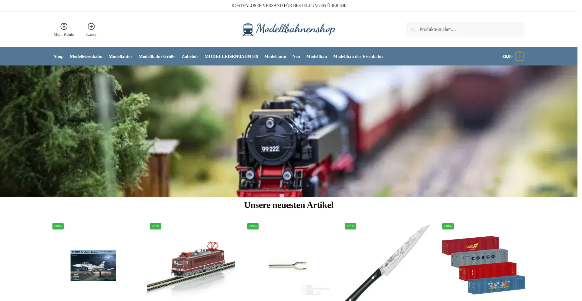 Website screenshot of Modellbahnenshop.com