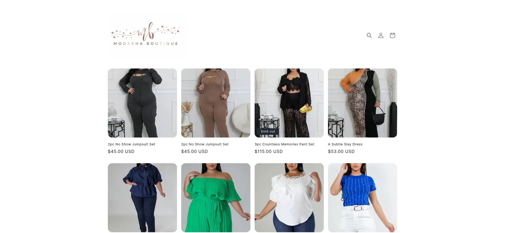 Website screenshot of Modernaboutique.com