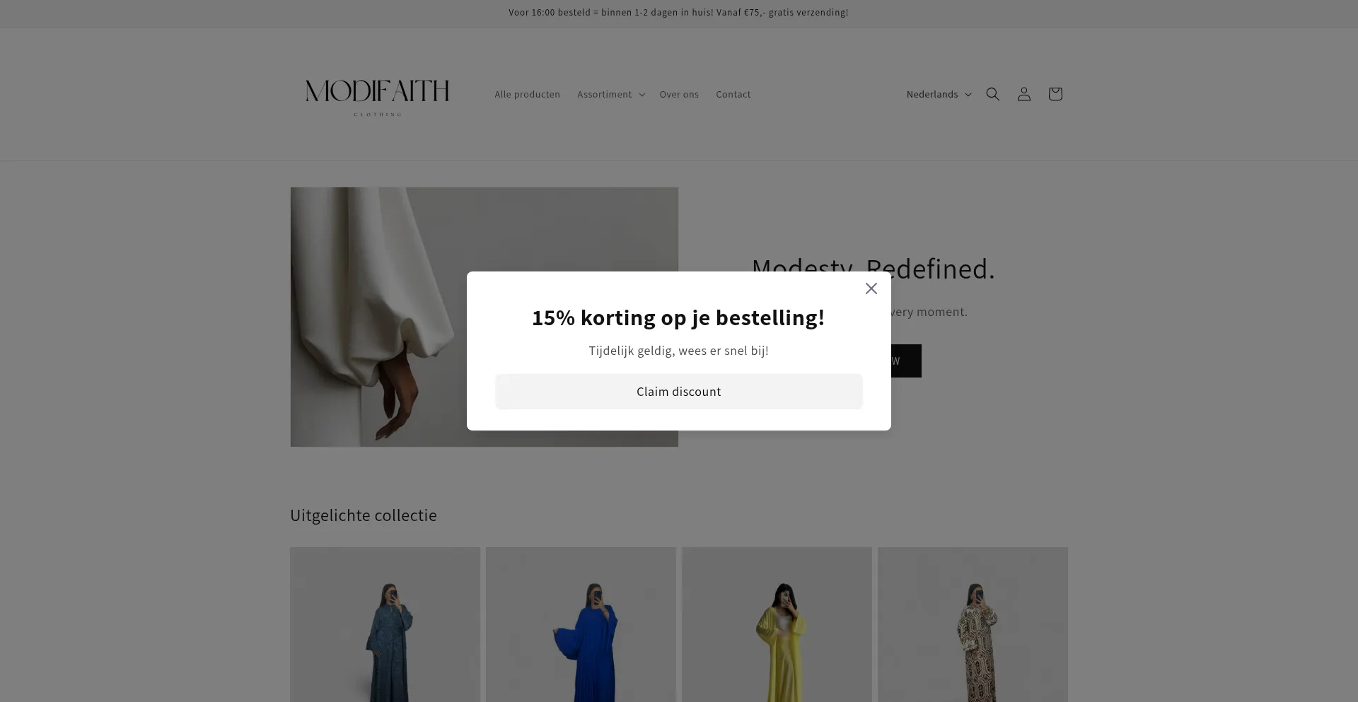 Website screenshot of Modifaith.com