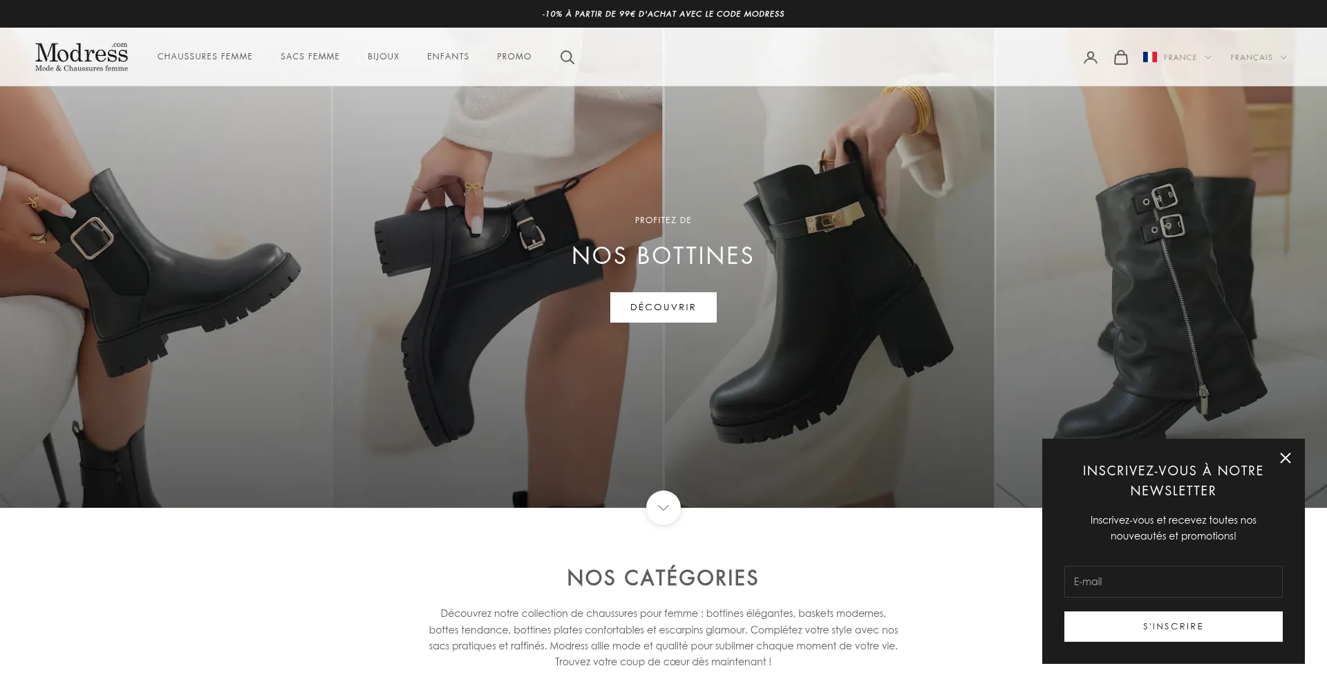Website screenshot of Modress.com