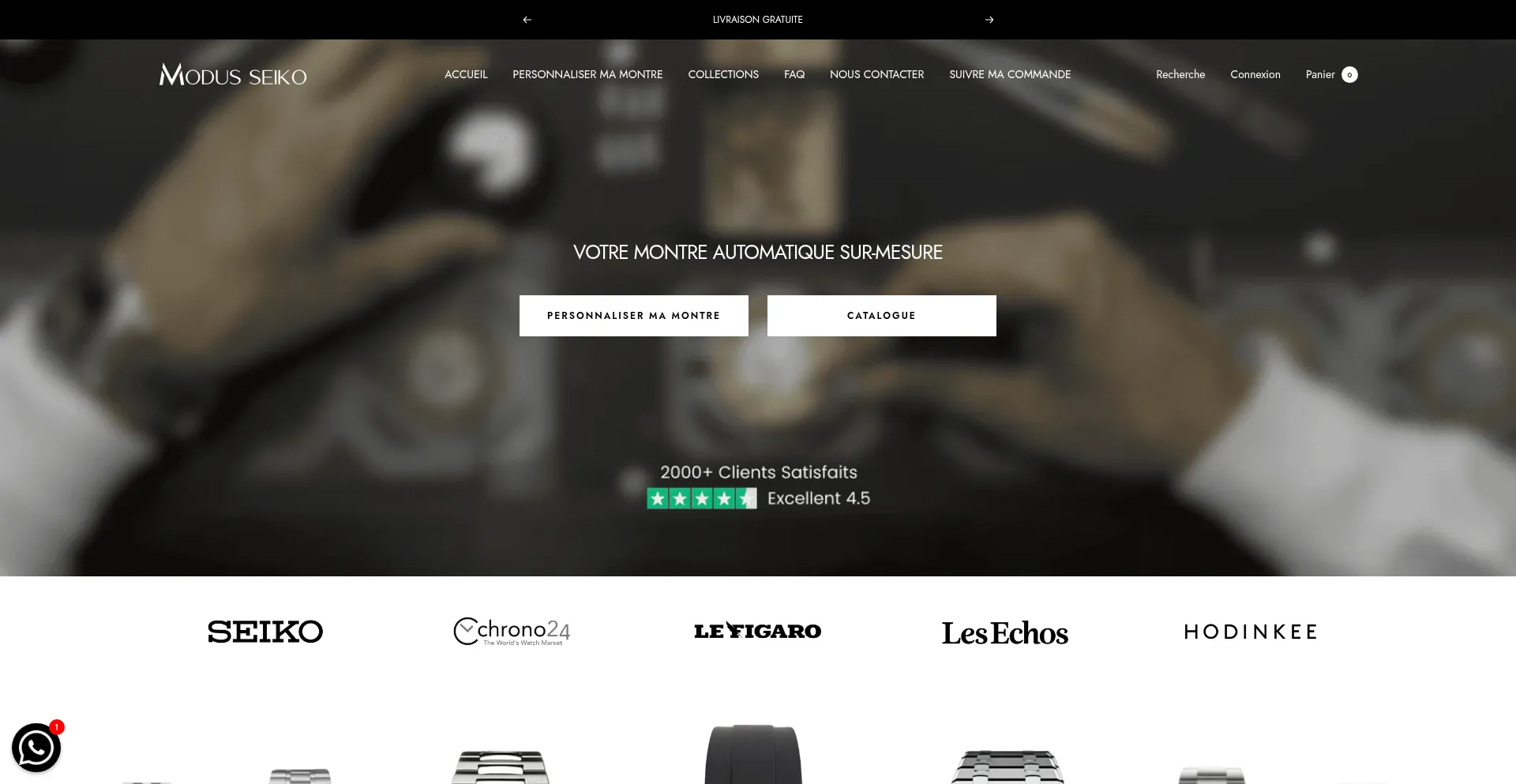 Website screenshot of Modus-seiko.fr