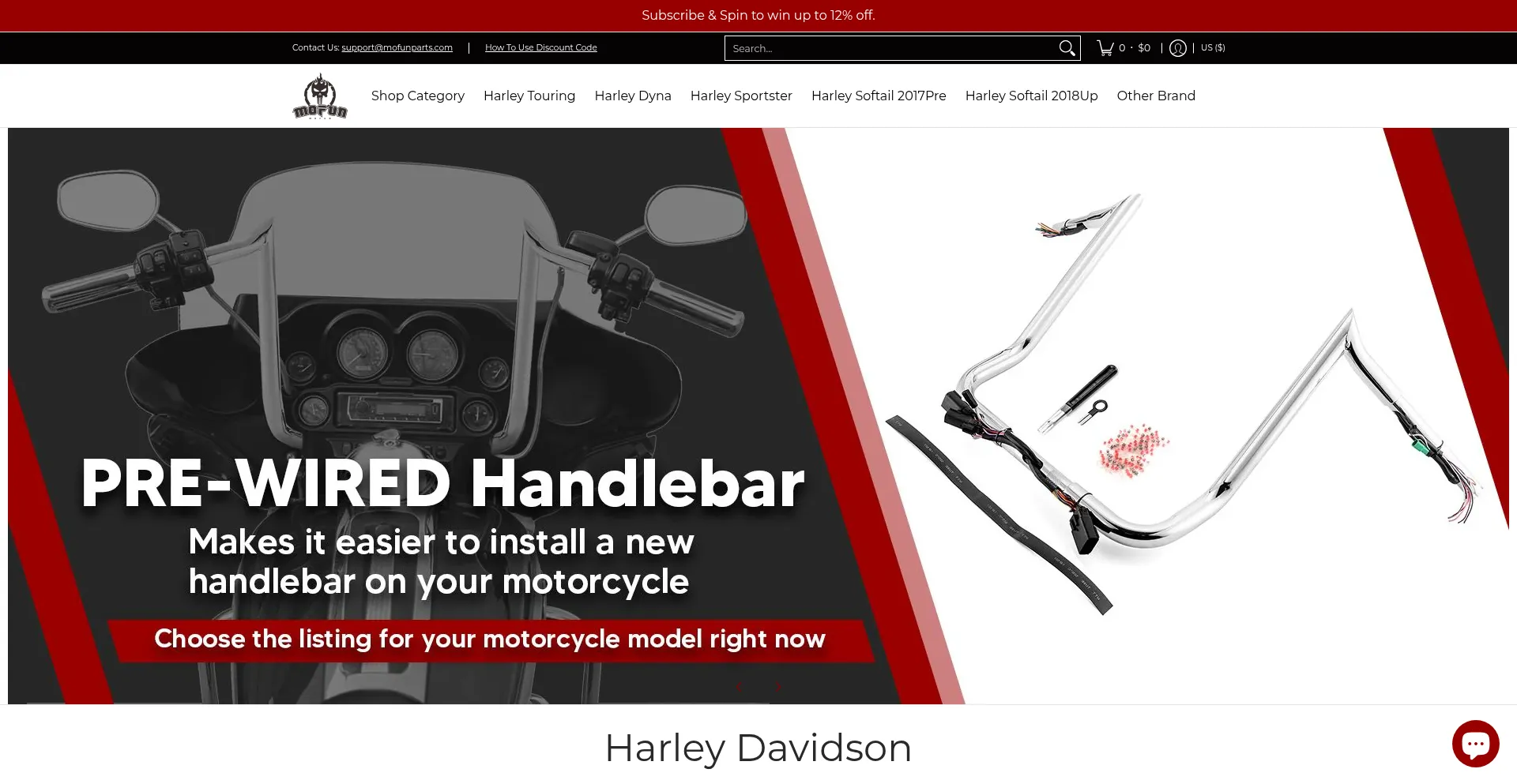 Website screenshot of Mofunparts.com