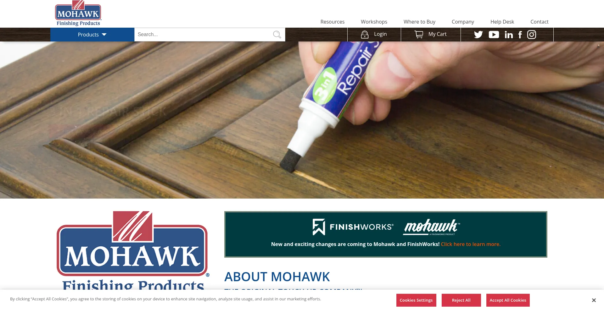 Website screenshot of Mohawkfinishing.com