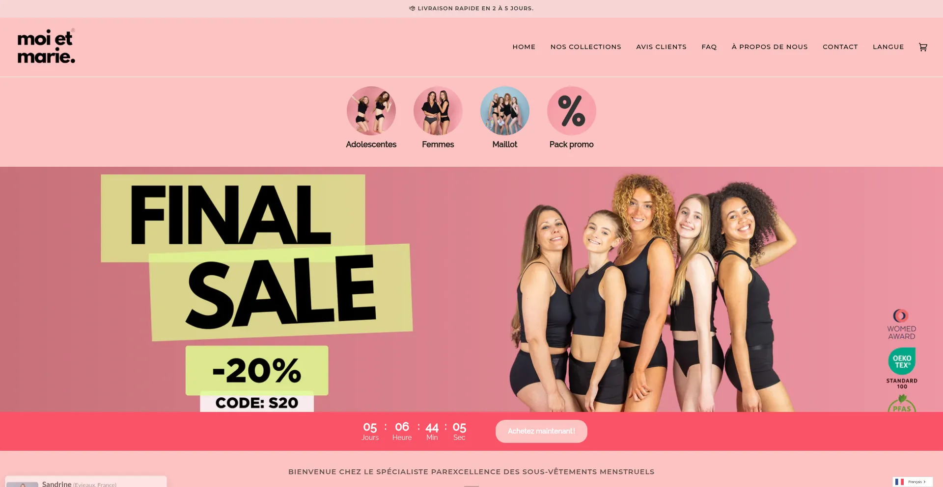 Website screenshot of Moi-et-marie.shop