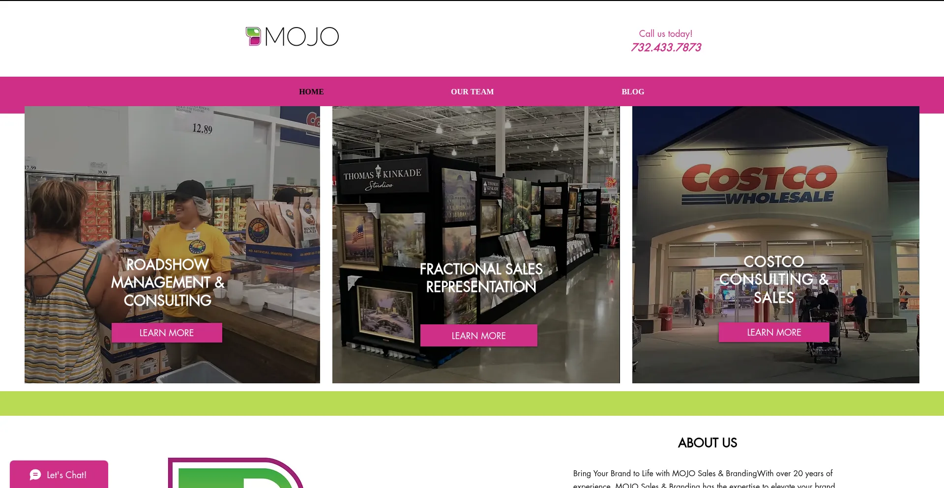 Website screenshot of Mojosalesandbranding.com