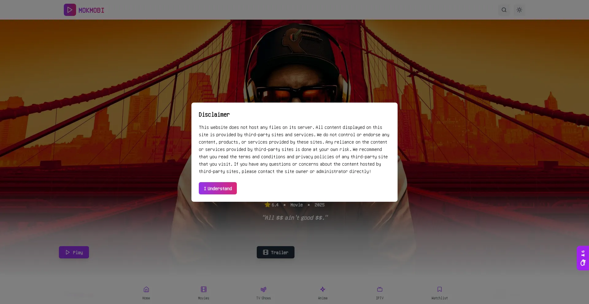 Website screenshot of Mokmobi.ovh