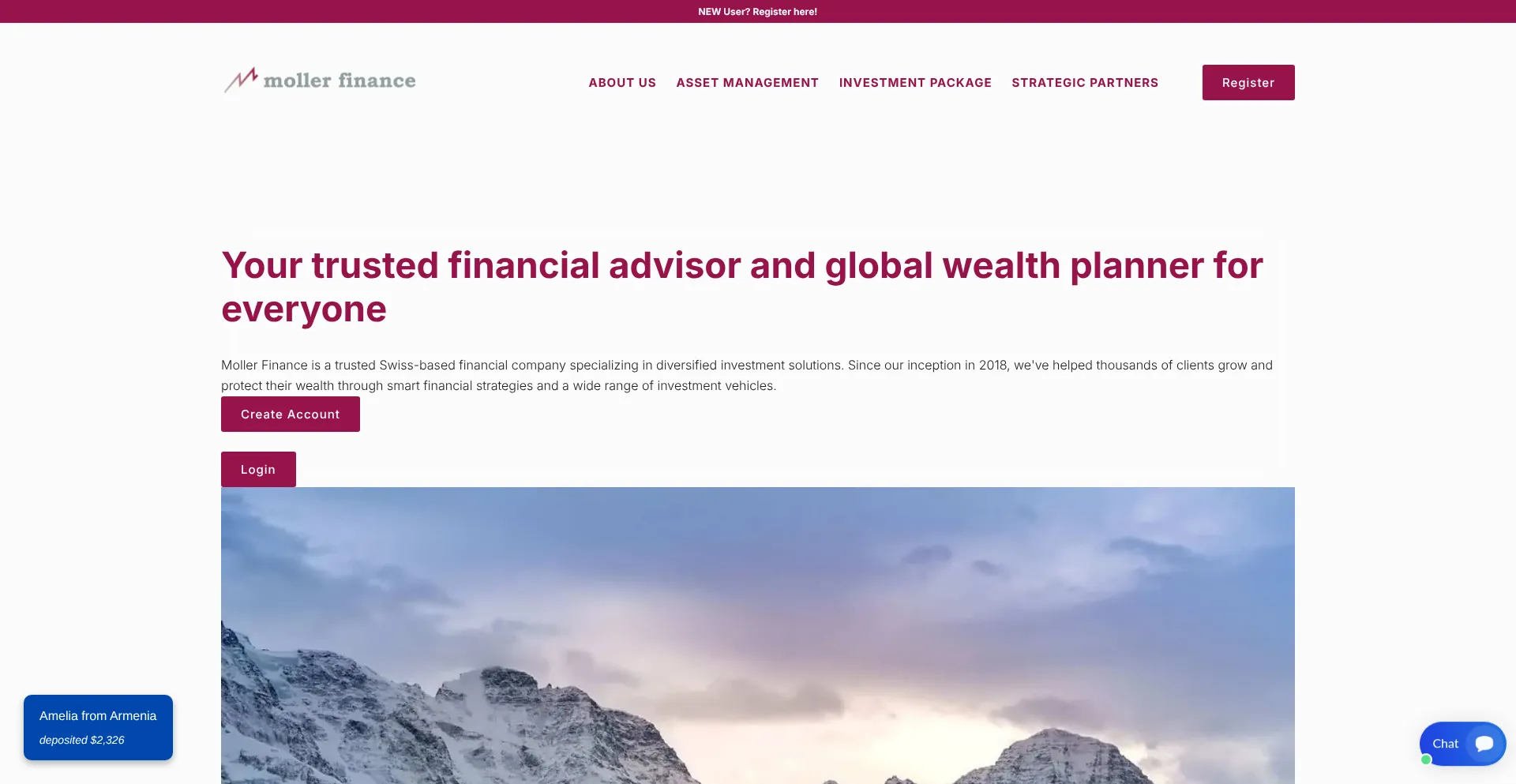 Website screenshot of Mollerfinance.com