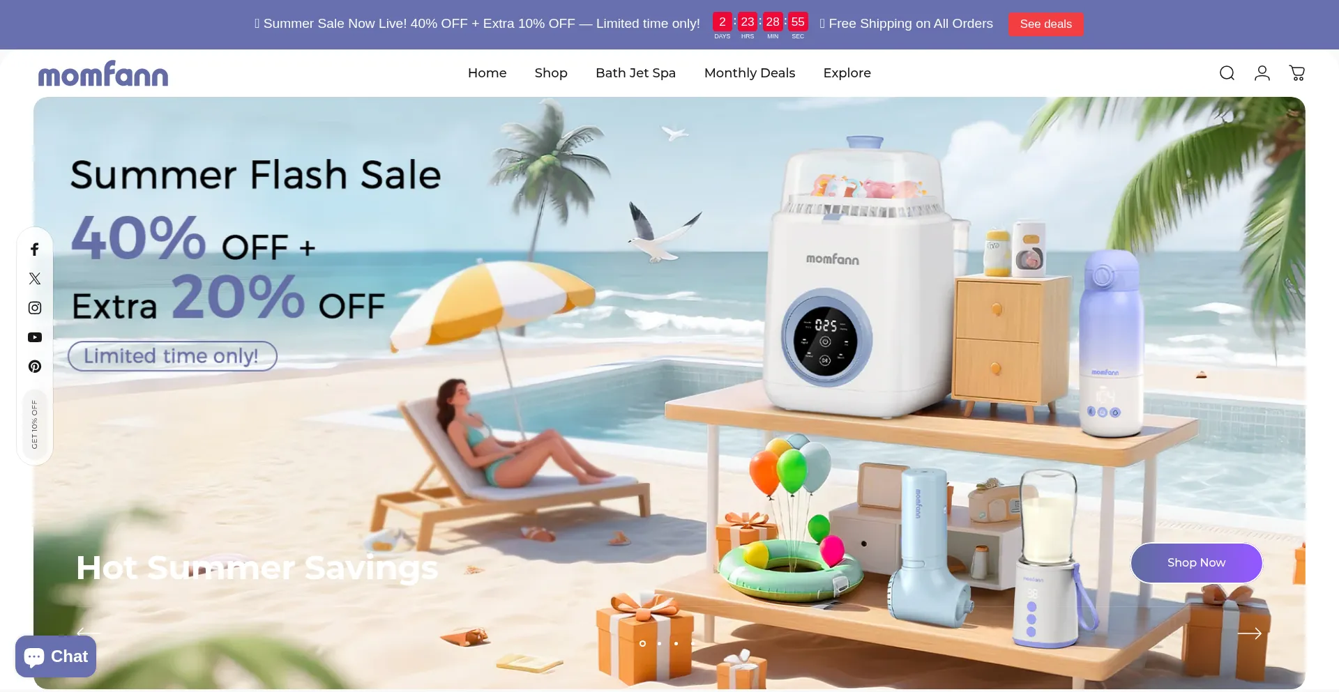 Website screenshot of Momfann.com