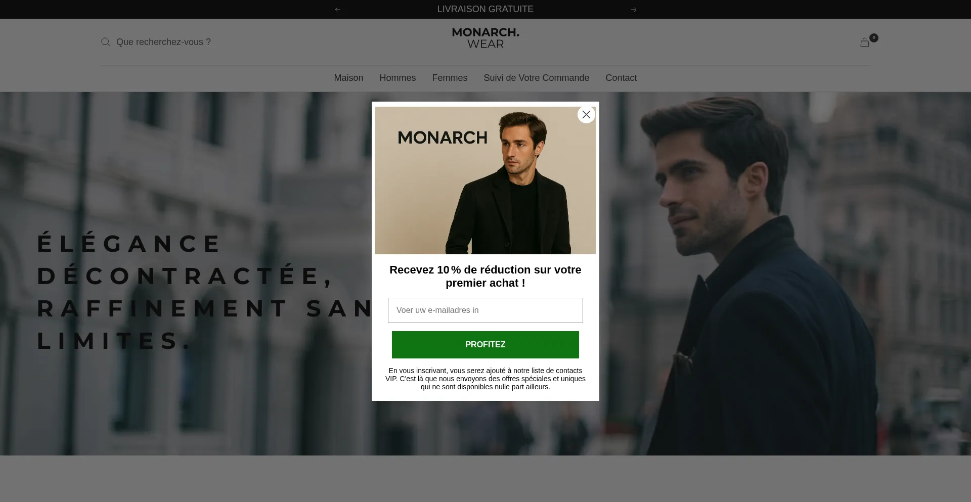 Website screenshot of Monarch-wear.com