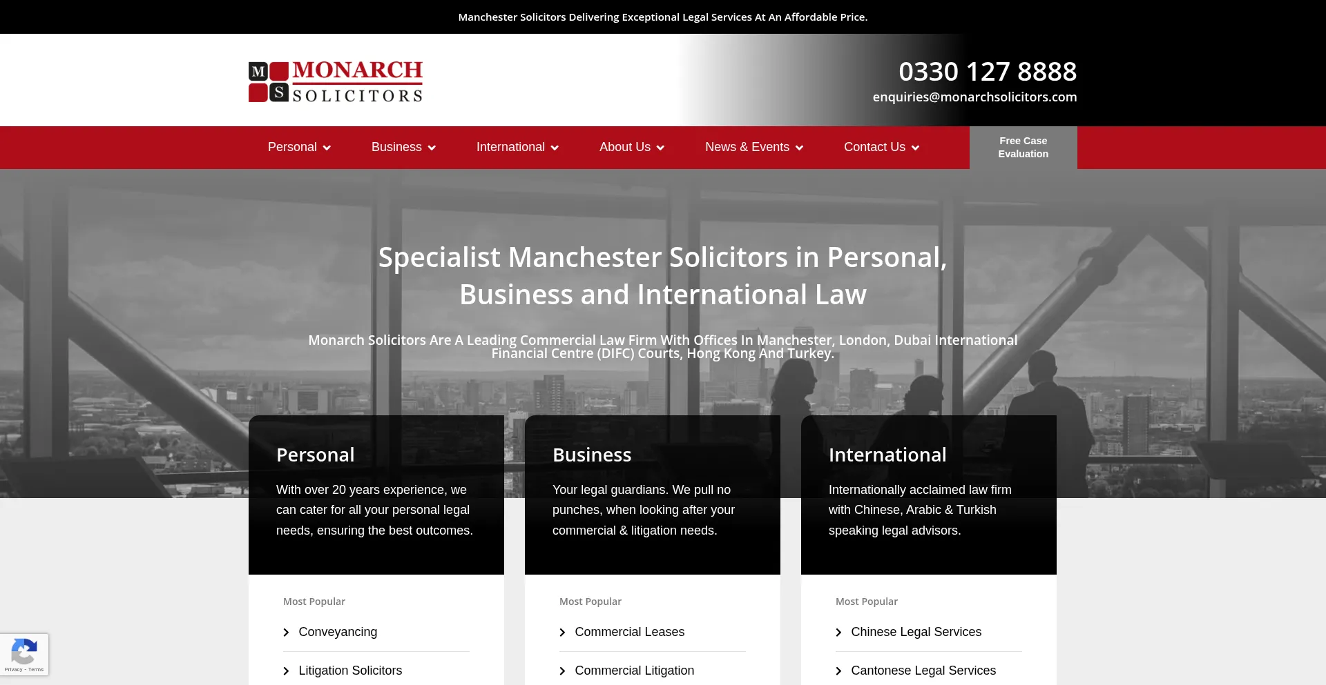 Website screenshot of Monarchsolicitors.com