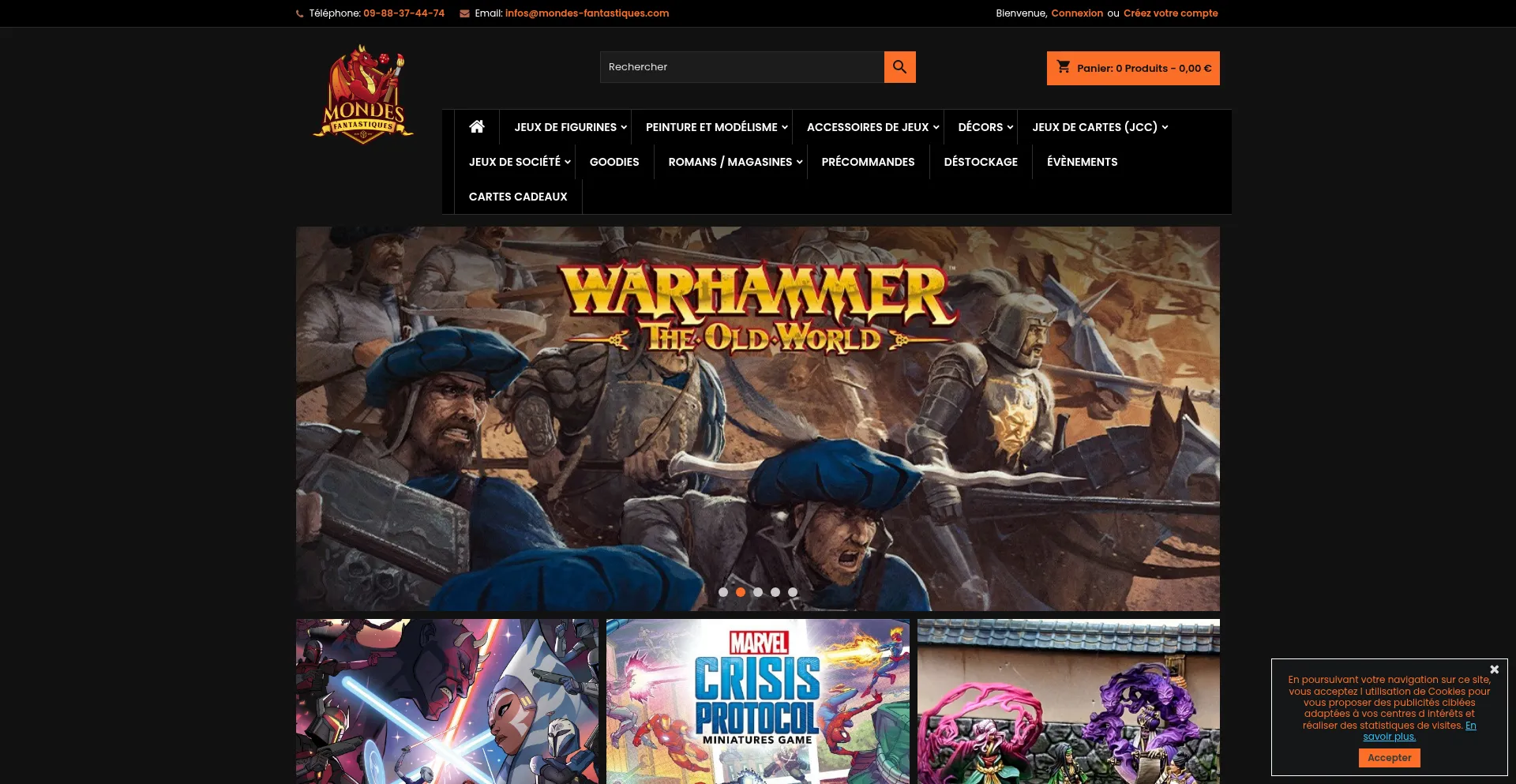 Website screenshot of Mondes-fantastiques.com