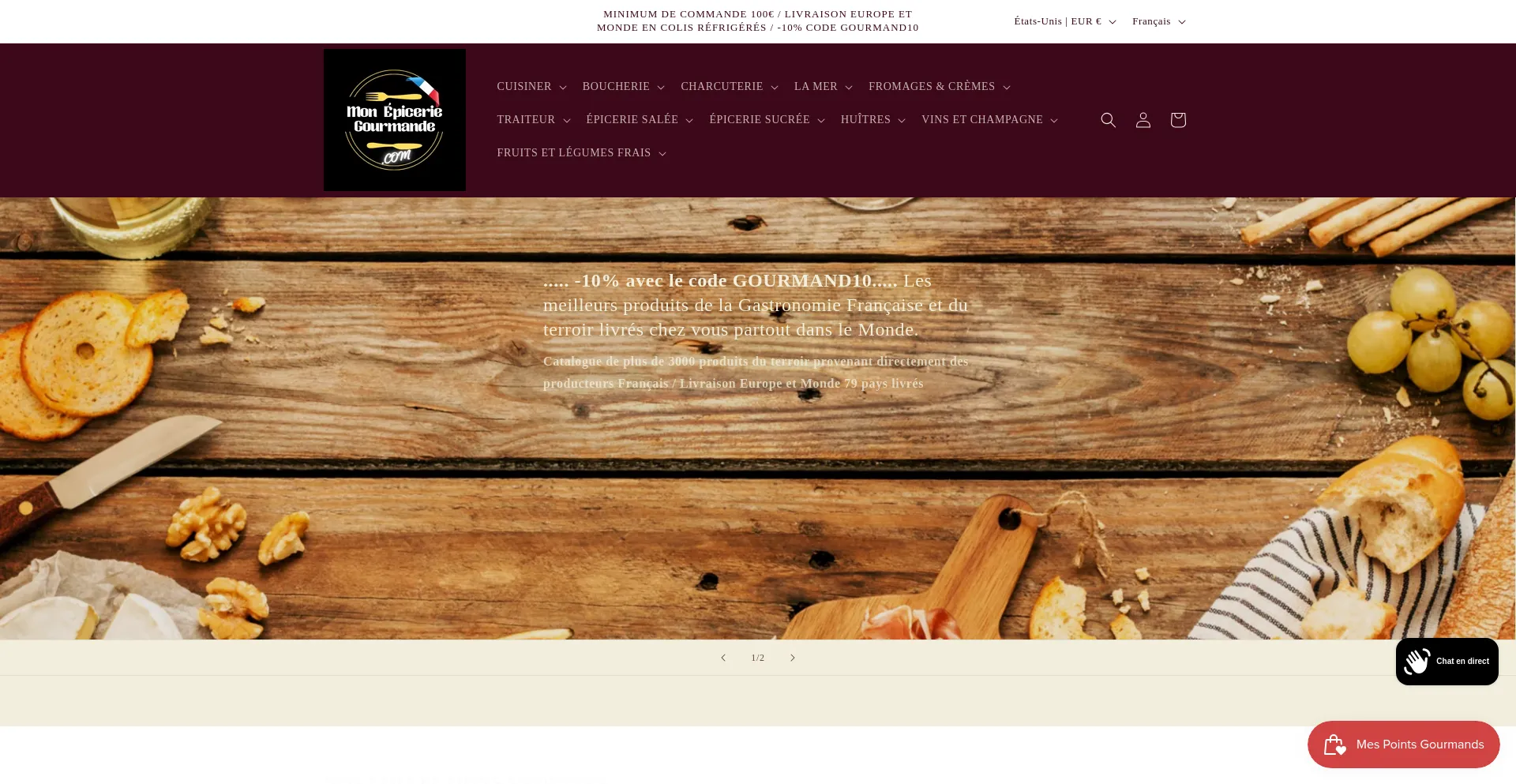 Website screenshot of Monepiceriegourmande.com