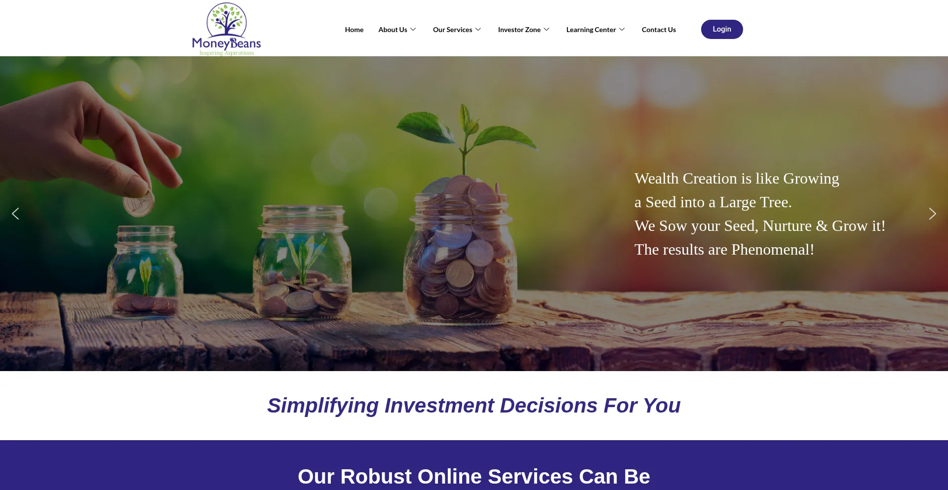 Website screenshot of Moneybeansservices.com