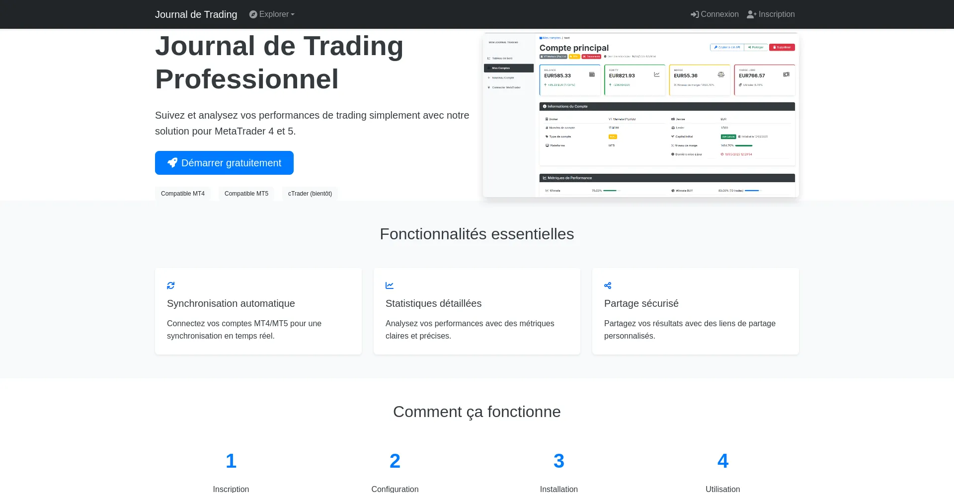 Website screenshot of Monjournaltrading.com