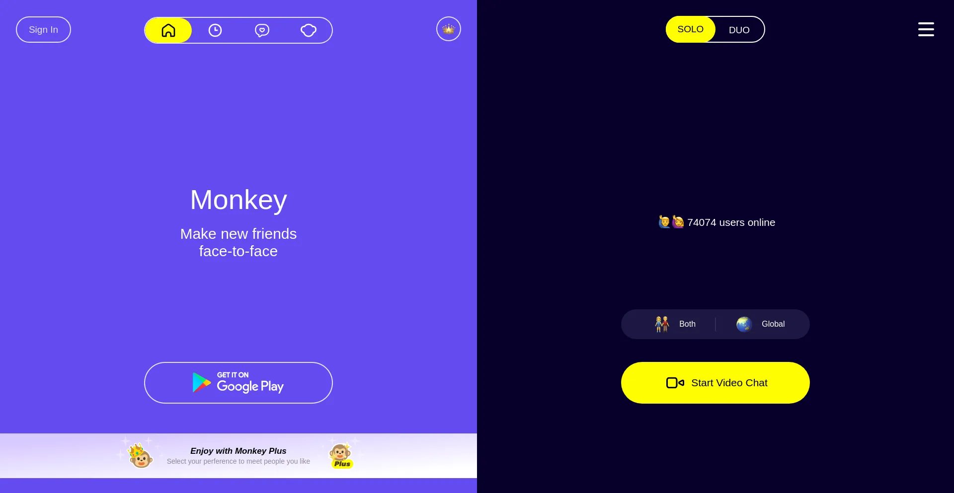 Website screenshot of Monkey.app