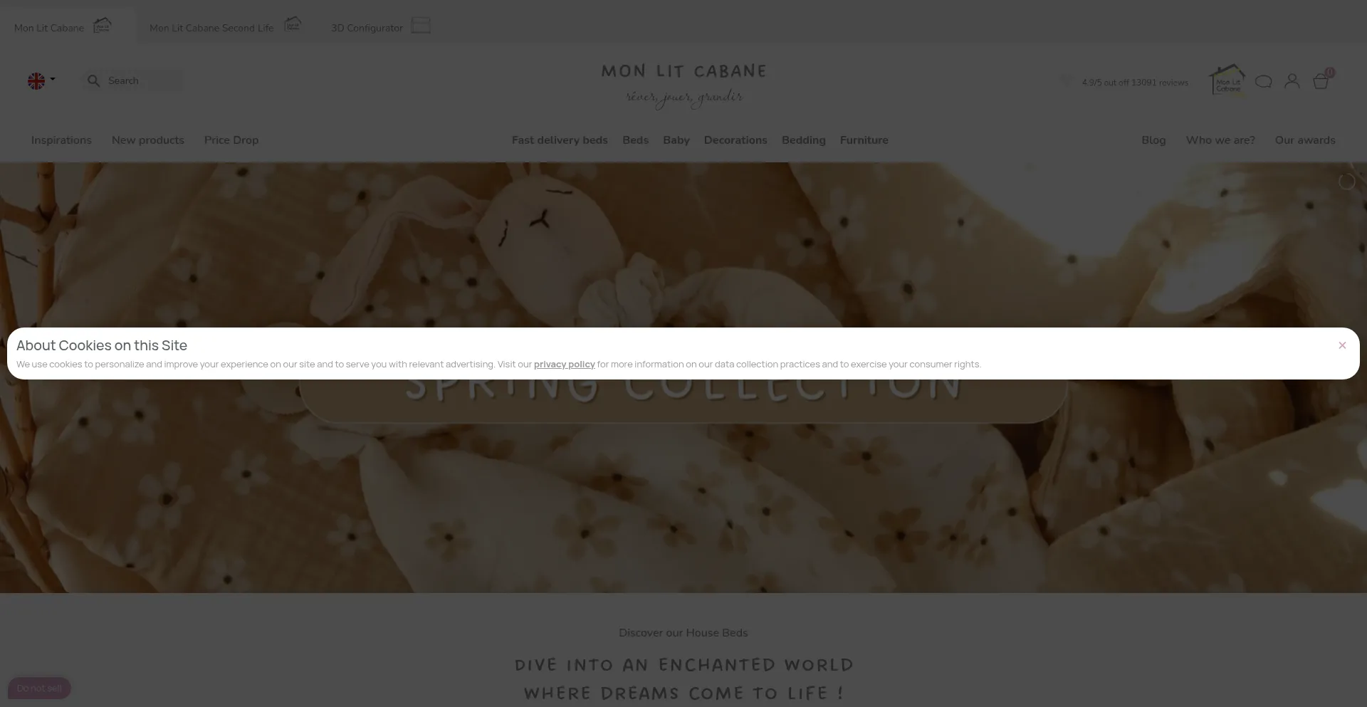 Website screenshot of Monlitcabane.com
