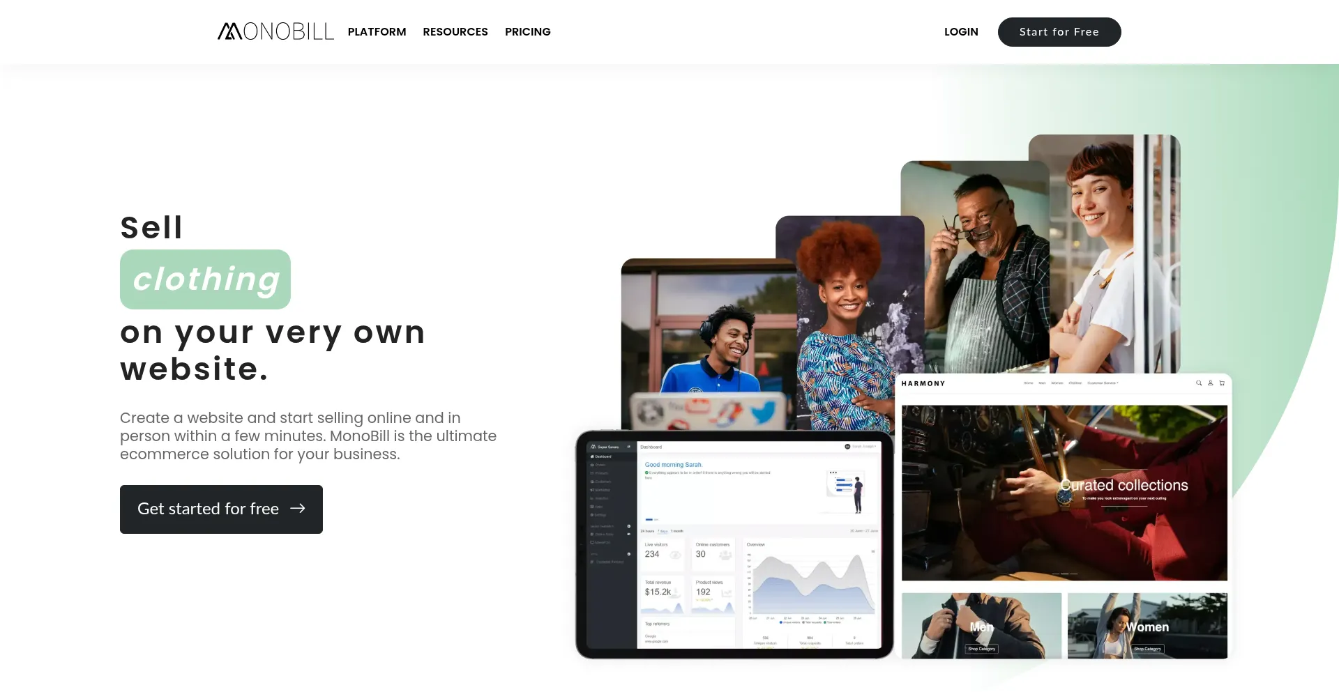 Website screenshot of Monobill.com