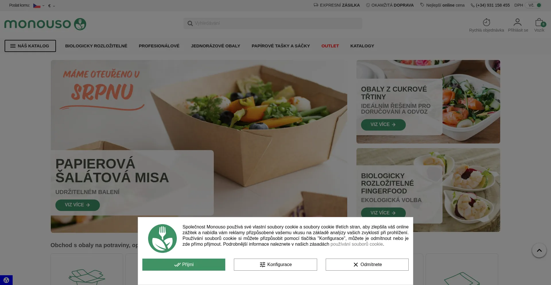 Website screenshot of Monouso.cz