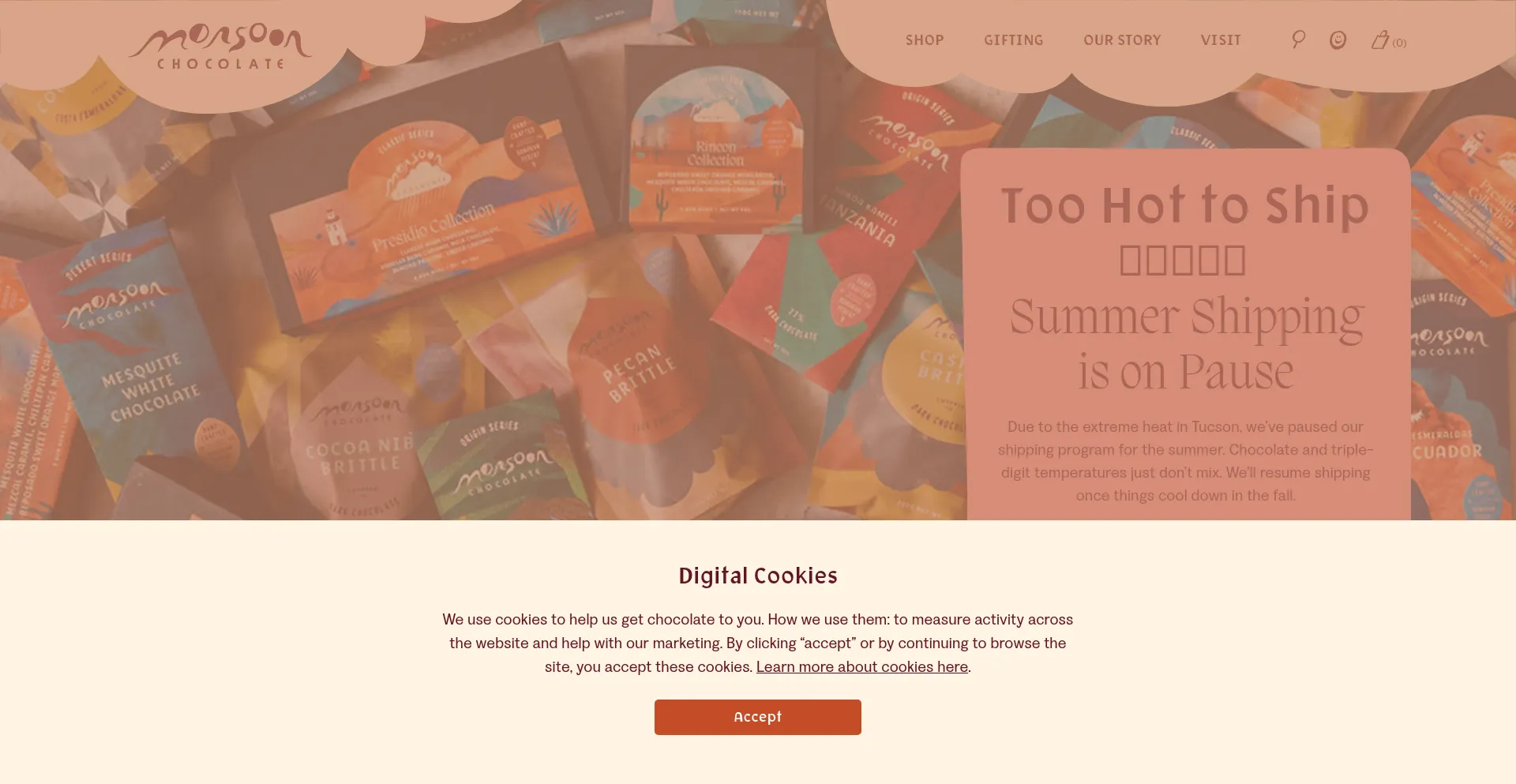 Website screenshot of Monsoonchocolate.com