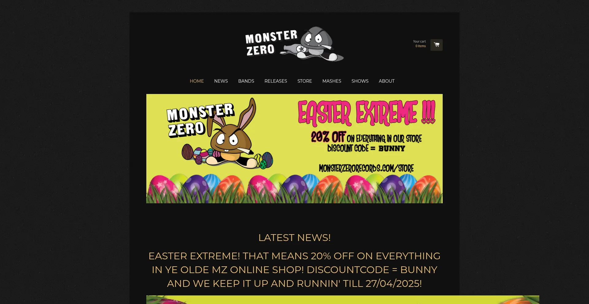 Website screenshot of Monsterzerorecords.com