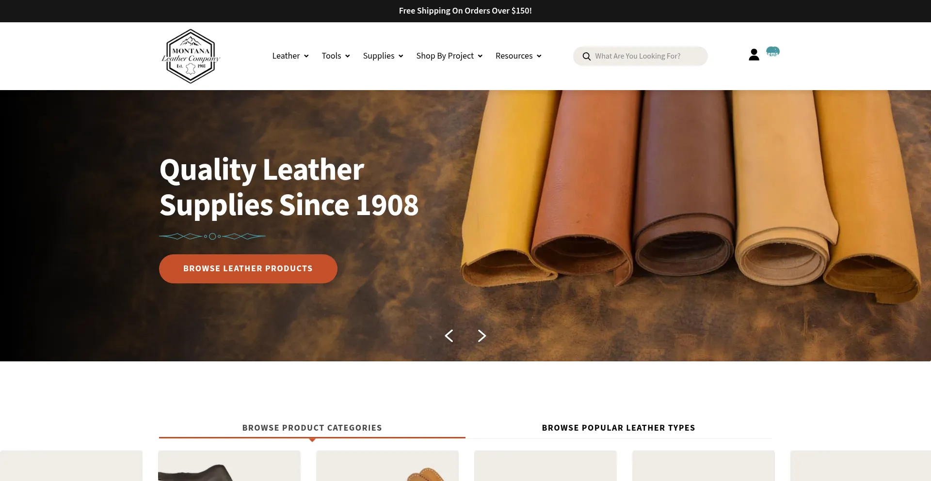 Website screenshot of Montanaleather.com