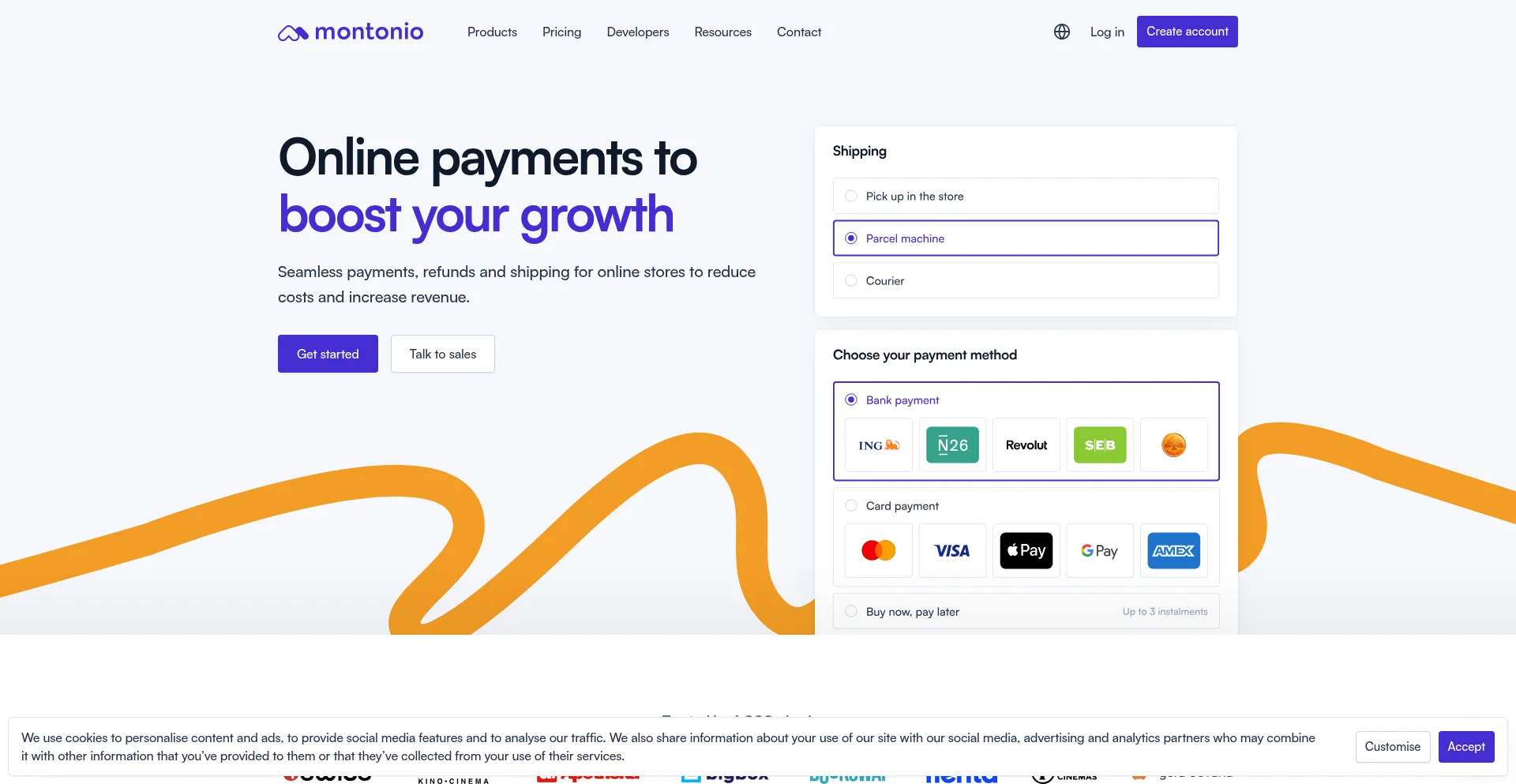 Website screenshot of Montonio.com