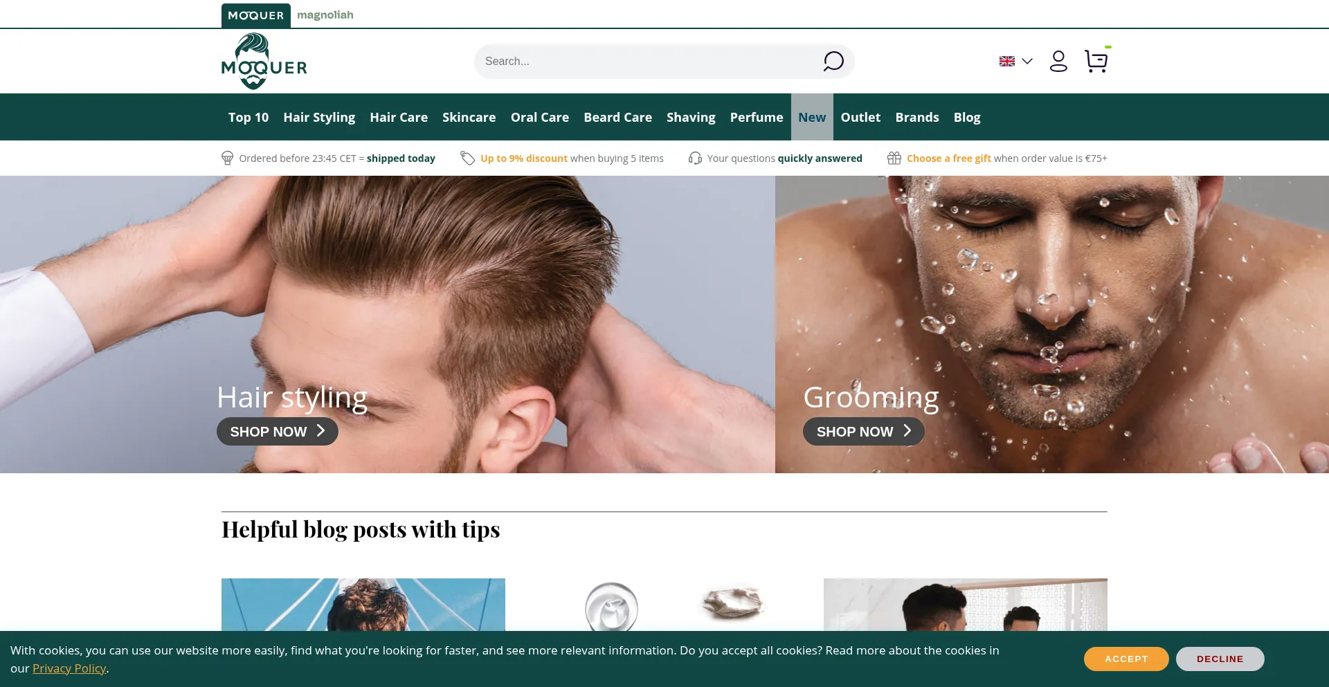 Website screenshot of Moquer.com
