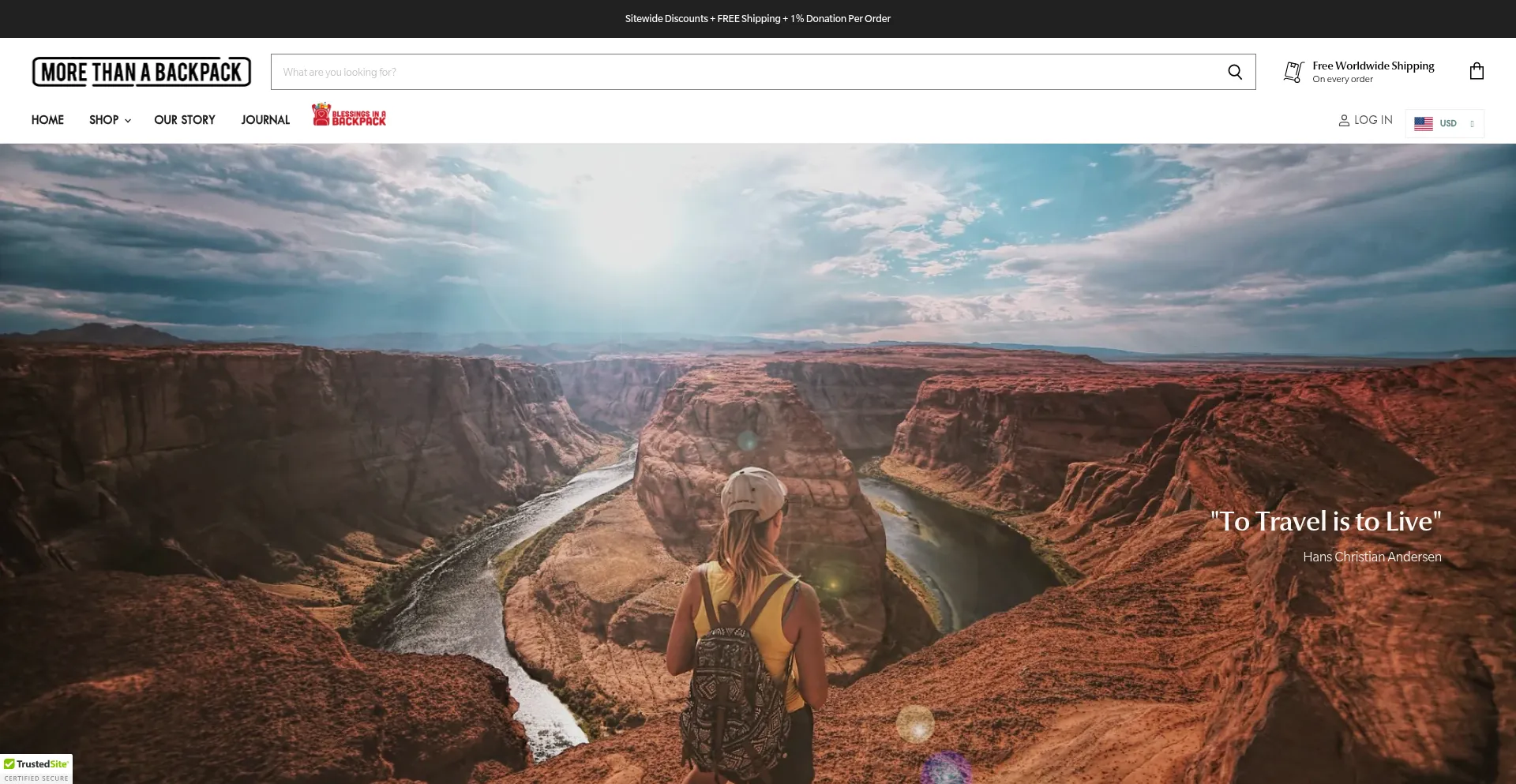Website screenshot of Morethanabackpack.com