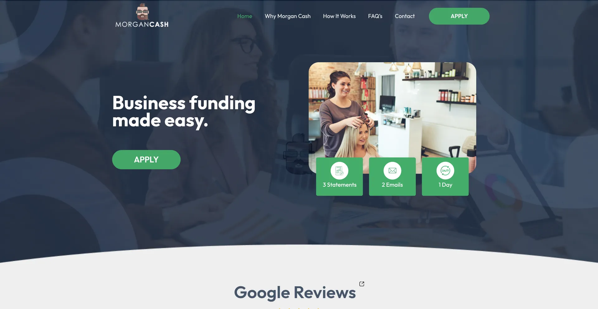 Website screenshot of Morgancash.com