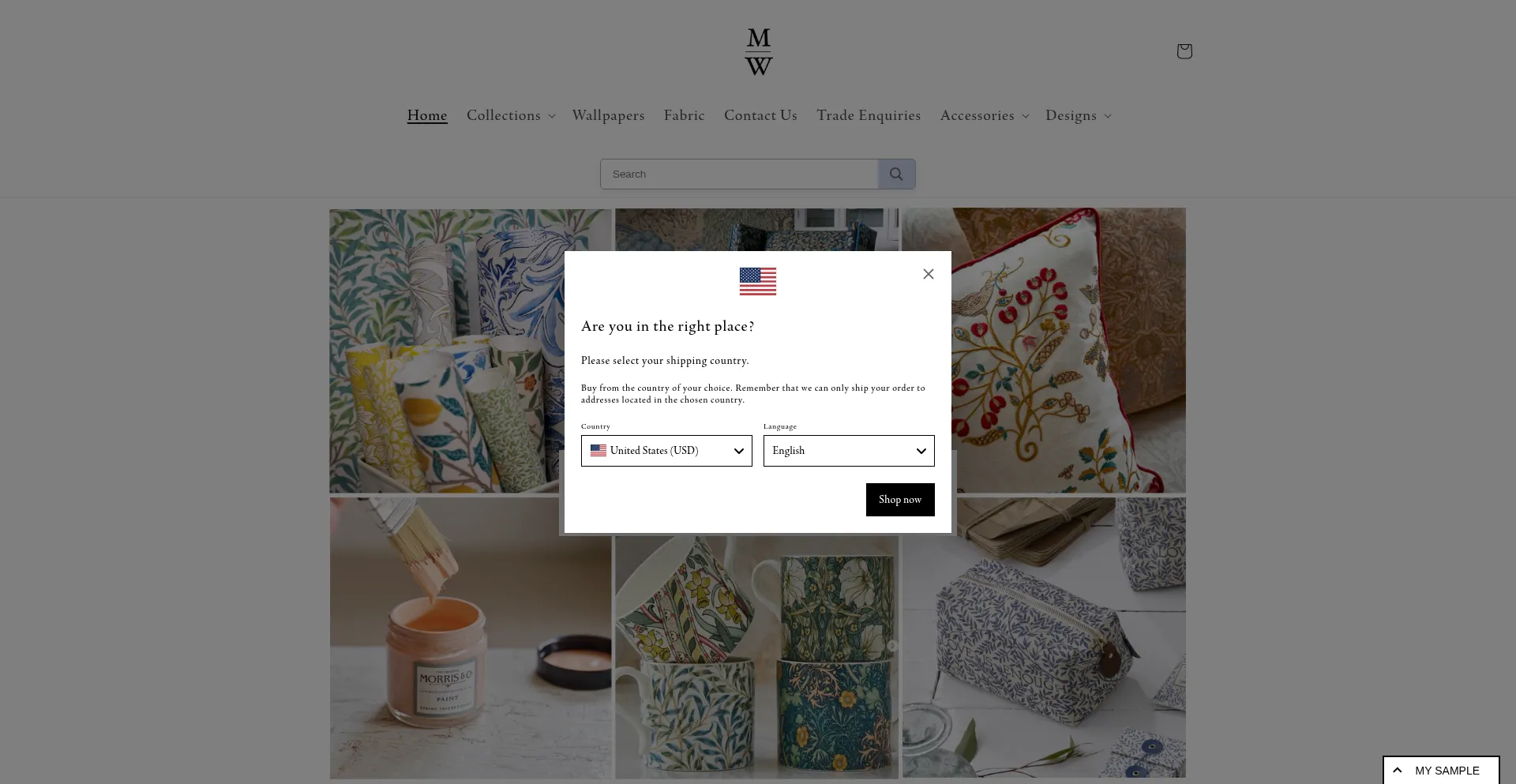 Website screenshot of Morriswallpaper.com