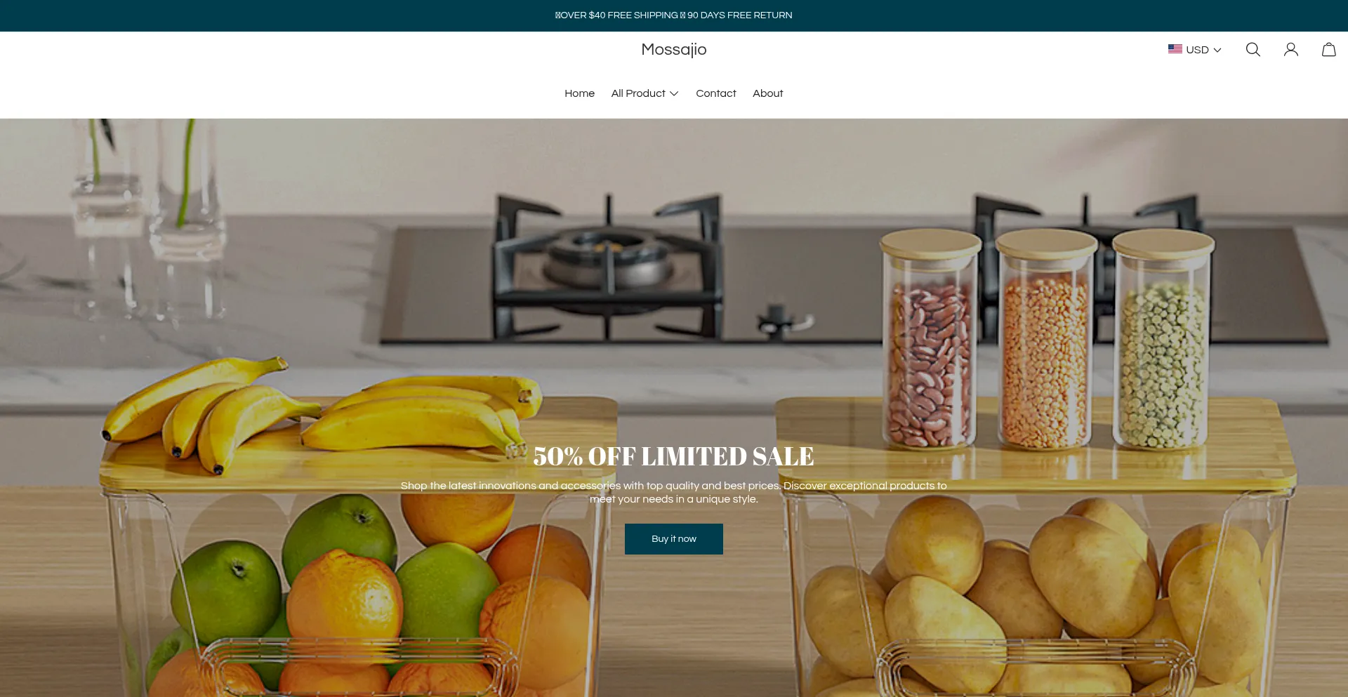 Website screenshot of Mossajio.com