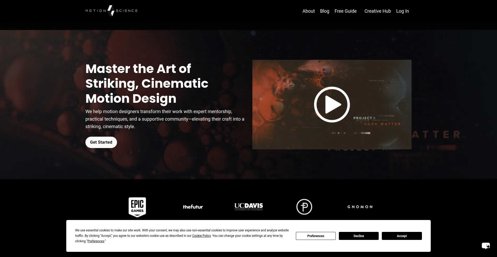 Website screenshot of Motionscience.tv