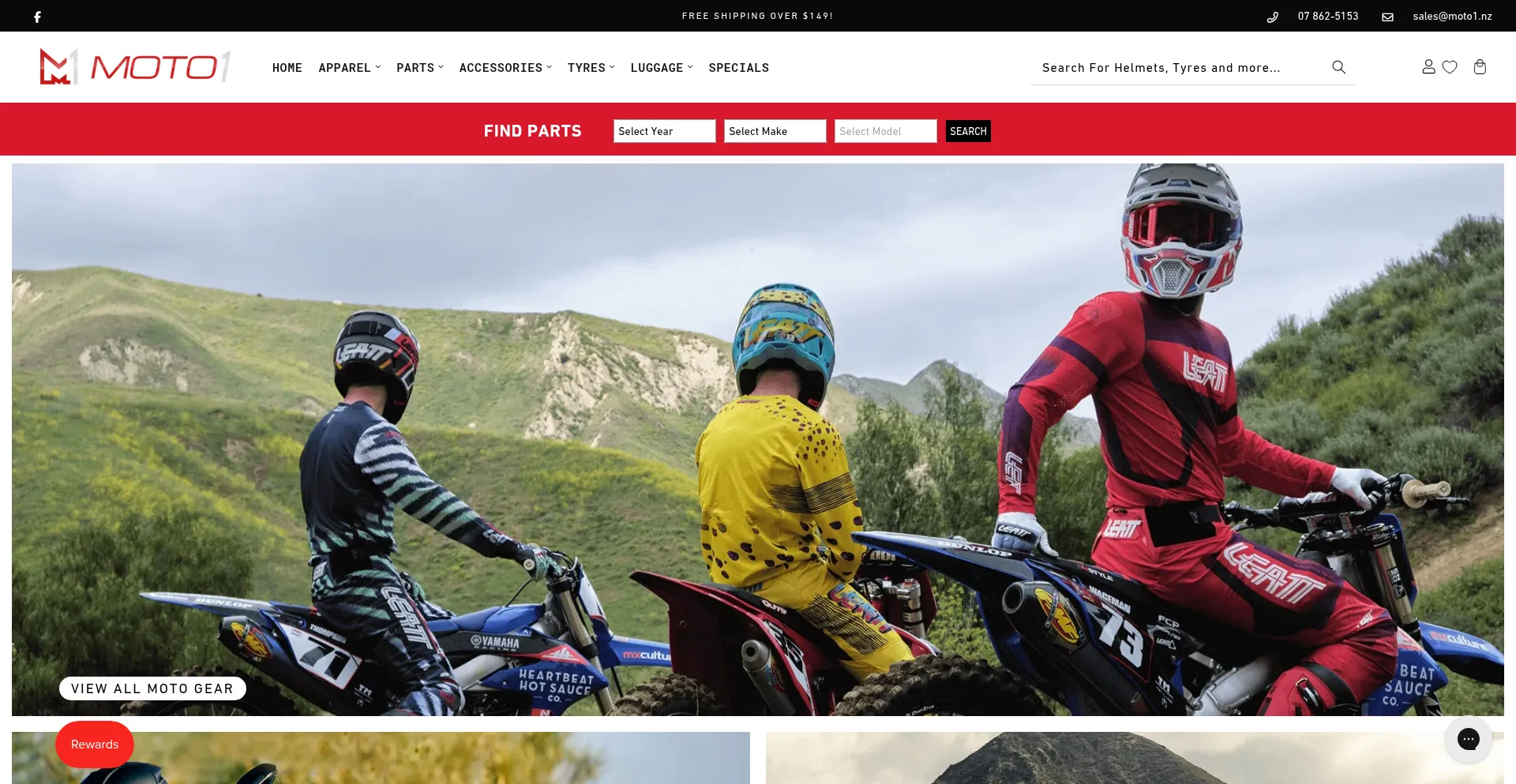 Website screenshot of Moto1.co.nz