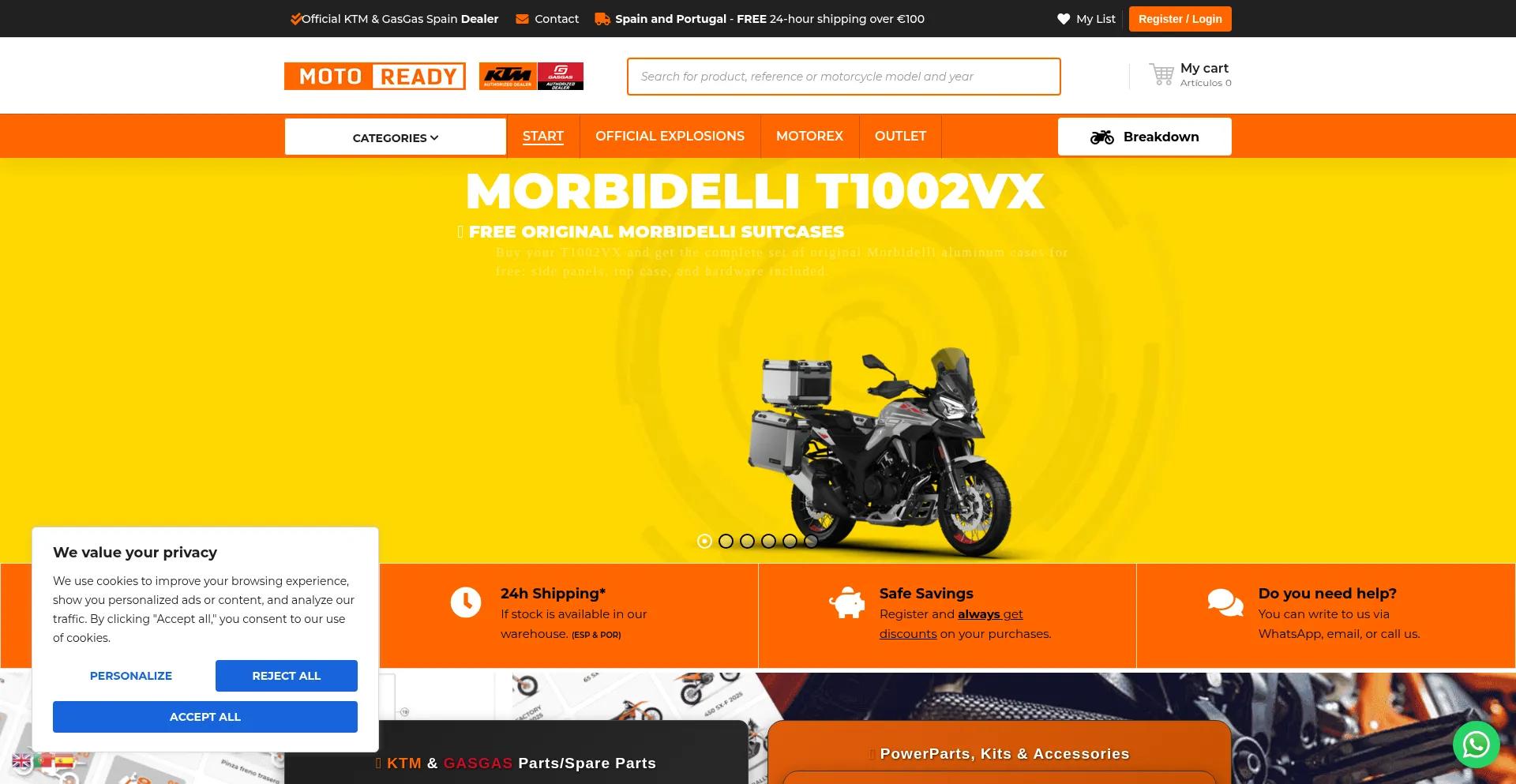 Website screenshot of Motoready.es