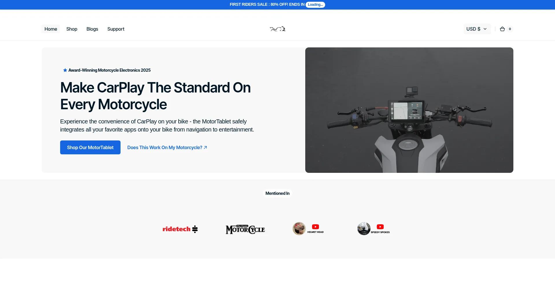 Website screenshot of Motortablet.com
