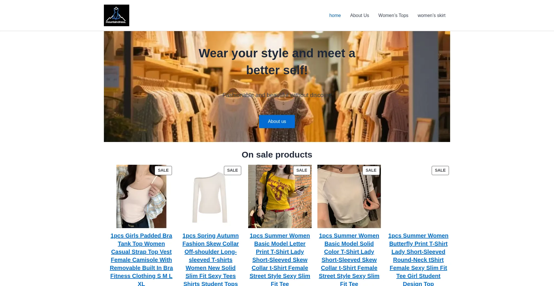 Website screenshot of Mountaindress.com